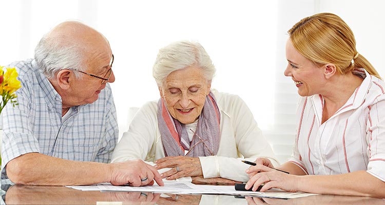 Elderly couple reviewing conservatorship and guardianships